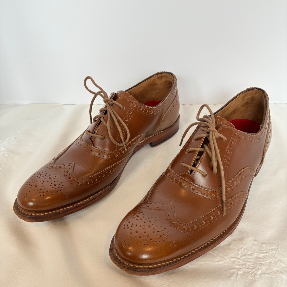 Grenson Wingtip Oxford 7 Brown Leather Brogue Lace Up Dress Shoes Preppy Classic